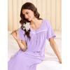 Ekouaer Cotton Nightgowns for Women Long Night Gown Short Sleeve Sleepdress Victorian Sleepwear Nightdress with Pockets(Lilac Purple)