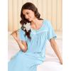 Ekouaer Cotton Nightgowns for Women Long Night Gown Short Sleeve Sleepdress Victorian Sleepwear Nightdress with Pockets(Mint Green)