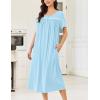 Ekouaer Cotton Nightgowns for Women Long Night Gown Short Sleeve Sleepdress Victorian Sleepwear Nightdress with Pockets(Mint Green)