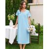 Ekouaer Cotton Nightgowns for Women Long Night Gown Short Sleeve Sleepdress Victorian Sleepwear Nightdress with Pockets(Mint Green)