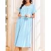 Ekouaer Cotton Nightgowns for Women Long Night Gown Short Sleeve Sleepdress Victorian Sleepwear Nightdress with Pockets(Mint Green)