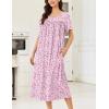 Ekouaer Cotton Nightgowns for Women Long Night Gown Short Sleeve Sleepdress Victorian Sleepwear Nightdress with Pockets(Pink Floral)