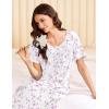 Ekouaer Cotton Nightgowns for Women Long Night Gown Short Sleeve Sleepdress Victorian Sleepwear Nightdress with Pockets(Pink Flowers)