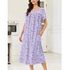 Ekouaer Cotton Nightgowns for Women Long Night Gown Short Sleeve Sleepdress Victorian Sleepwear Nightdress with Pockets(Purple Dots)