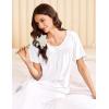 Ekouaer Cotton Nightgowns for Women Long Night Gown Short Sleeve Sleepdress Victorian Sleepwear Nightdress with Pockets(White)
