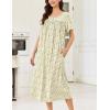 Ekouaer Cotton Nightgowns for Women Long Night Gown Short Sleeve Sleepdress Victorian Sleepwear Nightdress with Pockets(Yellow Floral)