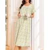 Ekouaer Cotton Nightgowns for Women Long Night Gown Short Sleeve Sleepdress Victorian Sleepwear Nightdress with Pockets(Yellow Floral)