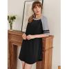Ekouaer Cotton Nightgowns for Women Short Sleeve Sleep Shirts Crew Neck Night Shirts Soft Color Block Night Gown(Black)