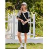 Ekouaer Cotton Nightgowns for Women Short Sleeve Sleep Shirts Crew Neck Night Shirts Soft Color Block Night Gown(Black)