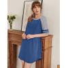 Ekouaer Cotton Nightgowns for Women Short Sleeve Sleep Shirts Crew Neck Night Shirts Soft Color Block Night Gown(Blue)