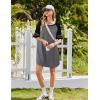 Ekouaer Cotton Nightgowns for Women Short Sleeve Sleep Shirts Crew Neck Night Shirts Soft Color Block Night Gown(Dark Grey)