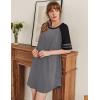 Ekouaer Cotton Nightgowns for Women Short Sleeve Sleep Shirts Crew Neck Night Shirts Soft Color Block Night Gown(Dark Grey)