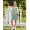 Ekouaer Cotton Nightgowns for Women Short Sleeve Sleep Shirts Crew Neck Night Shirts Soft Color Block Night Gown(Green)