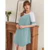 Ekouaer Cotton Nightgowns for Women Short Sleeve Sleep Shirts Crew Neck Night Shirts Soft Color Block Night Gown(Green)
