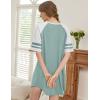 Ekouaer Cotton Nightgowns for Women Short Sleeve Sleep Shirts Crew Neck Night Shirts Soft Color Block Night Gown(Green)