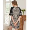 Ekouaer Cotton Nightgowns for Women Short Sleeve Sleep Shirts Crew Neck Night Shirts Soft Color Block Night Gown(Leopard Brown)