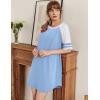Ekouaer Cotton Nightgowns for Women Short Sleeve Sleep Shirts Crew Neck Night Shirts Soft Color Block Night Gown(Light Blue)