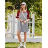 Ekouaer Cotton Nightgowns for Women Short Sleeve Sleep Shirts Crew Neck Night Shirts Soft Color Block Night Gown(Light Grey)