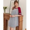 Ekouaer Cotton Nightgowns for Women Short Sleeve Sleep Shirts Crew Neck Night Shirts Soft Color Block Night Gown(Light Grey)