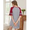 Ekouaer Cotton Nightgowns for Women Short Sleeve Sleep Shirts Crew Neck Night Shirts Soft Color Block Night Gown(Light Grey)