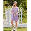Ekouaer Cotton Nightgowns for Women Short Sleeve Sleep Shirts Crew Neck Night Shirts Soft Color Block Night Gown(Light Purple)
