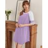 Ekouaer Cotton Nightgowns for Women Short Sleeve Sleep Shirts Crew Neck Night Shirts Soft Color Block Night Gown(Light Purple)