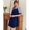 Ekouaer Cotton Nightgowns for Women Short Sleeve Sleep Shirts Crew Neck Night Shirts Soft Color Block Night Gown(Navy Blue)