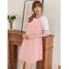 Ekouaer Cotton Nightgowns for Women Short Sleeve Sleep Shirts Crew Neck Night Shirts Soft Color Block Night Gown(Pink)