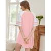 Ekouaer Cotton Nightgowns for Women Short Sleeve Sleep Shirts Crew Neck Night Shirts Soft Color Block Night Gown(Pink)