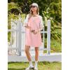 Ekouaer Cotton Nightgowns for Women Short Sleeve Sleep Shirts Crew Neck Night Shirts Soft Color Block Night Gown(Pink)