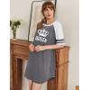 Ekouaer Cotton Nightgowns for Women Short Sleeve Sleep Shirts Crew Neck Night Shirts Soft Color Block Night Gown(Queen Grey)