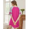 Ekouaer Cotton Nightgowns for Women Short Sleeve Sleep Shirts Crew Neck Night Shirts Soft Color Block Night Gown(Rose Red)