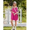 Ekouaer Cotton Nightgowns for Women Short Sleeve Sleep Shirts Crew Neck Night Shirts Soft Color Block Night Gown(Rose Red)