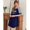 Ekouaer Cotton Nightgowns for Women Short Sleeve Sleep Shirts Crew Neck Night Shirts Soft Color Block Night Gown(Sunshine Blue)