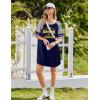 Ekouaer Cotton Nightgowns for Women Short Sleeve Sleep Shirts Crew Neck Night Shirts Soft Color Block Night Gown(Sunshine Blue)