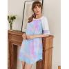 Ekouaer Cotton Nightgowns for Women Short Sleeve Sleep Shirts Crew Neck Night Shirts Soft Color Block Night Gown(Tie Dye)