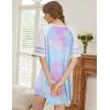 Ekouaer Cotton Nightgowns for Women Short Sleeve Sleep Shirts Crew Neck Night Shirts Soft Color Block Night Gown(Tie Dye)