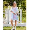 Ekouaer Cotton Nightgowns for Women Short Sleeve Sleep Shirts Crew Neck Night Shirts Soft Color Block Night Gown(Tie Dye)
