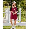 Ekouaer Cotton Nightgowns for Women Short Sleeve Sleep Shirts Crew Neck Night Shirts Soft Color Block Night Gown(Wine Red)
