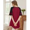 Ekouaer Cotton Nightgowns for Women Short Sleeve Sleep Shirts Crew Neck Night Shirts Soft Color Block Night Gown(Wine Red)