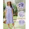 Ekouaer Cotton Nightgowns for Women Soft Long Button Night Gowns Comfy House Dress with Pockets Short Sleeve Sleepwear S-3XL(Blue Dot)