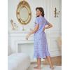Ekouaer Cotton Nightgowns for Women Soft Long Button Night Gowns Comfy House Dress with Pockets Short Sleeve Sleepwear S-3XL(Blue Dot)