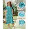 Ekouaer Cotton Nightgowns for Women Soft Long Button Night Gowns Comfy House Dress with Pockets Short Sleeve Sleepwear S-3XL(Green Florals)