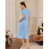 Ekouaer Cotton Nightgowns for Women Soft Long Button Night Gowns Comfy House Dress with Pockets Short Sleeve Sleepwear S-3XL(Light Blue)