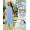 Ekouaer Cotton Nightgowns for Women Soft Long Button Night Gowns Comfy House Dress with Pockets Short Sleeve Sleepwear S-3XL(Light Blue)