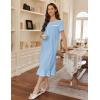 Ekouaer Cotton Nightgowns for Women Soft Long Button Night Gowns Comfy House Dress with Pockets Short Sleeve Sleepwear S-3XL(Light Blue)