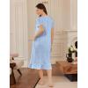 Ekouaer Cotton Nightgowns for Women Soft Long Button Night Gowns Comfy House Dress with Pockets Short Sleeve Sleepwear S-3XL(Light Blue Flowers)