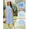 Ekouaer Cotton Nightgowns for Women Soft Long Button Night Gowns Comfy House Dress with Pockets Short Sleeve Sleepwear S-3XL(Light Blue Flowers)