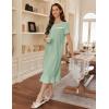 Ekouaer Cotton Nightgowns for Women Soft Long Button Night Gowns Comfy House Dress with Pockets Short Sleeve Sleepwear S-3XL(Light Green)