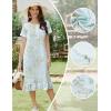 Ekouaer Cotton Nightgowns for Women Soft Long Button Night Gowns Comfy House Dress with Pockets Short Sleeve Sleepwear S-3XL(Light Green Daisy)